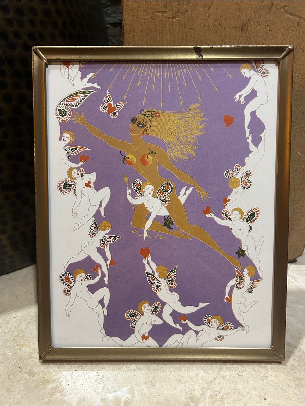 ERTE Vintage Book Print- “Summer” Framed Art